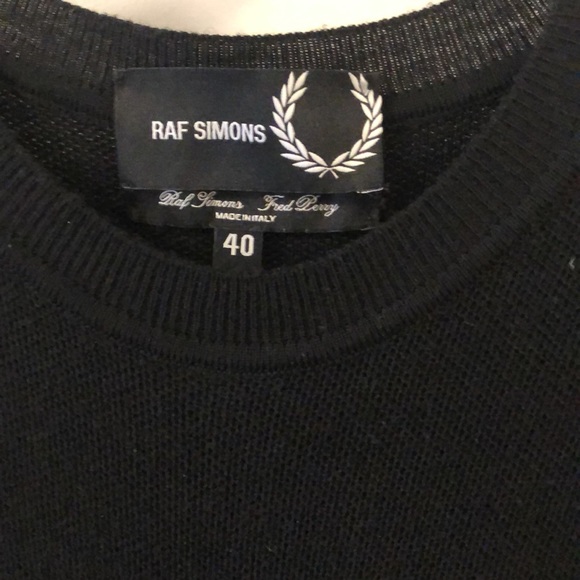 Black wool and acrylic knit sweater by RAF Simons and Fred Perry. - Picture 2 of 4